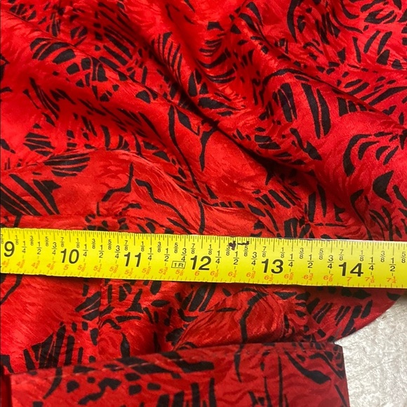 Vintage Lauren Alexandra Red Silk Size 12 Midi Dress - Picture 13 of 15